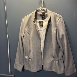 Grey and white Blazer with tank top by R&K in size 12